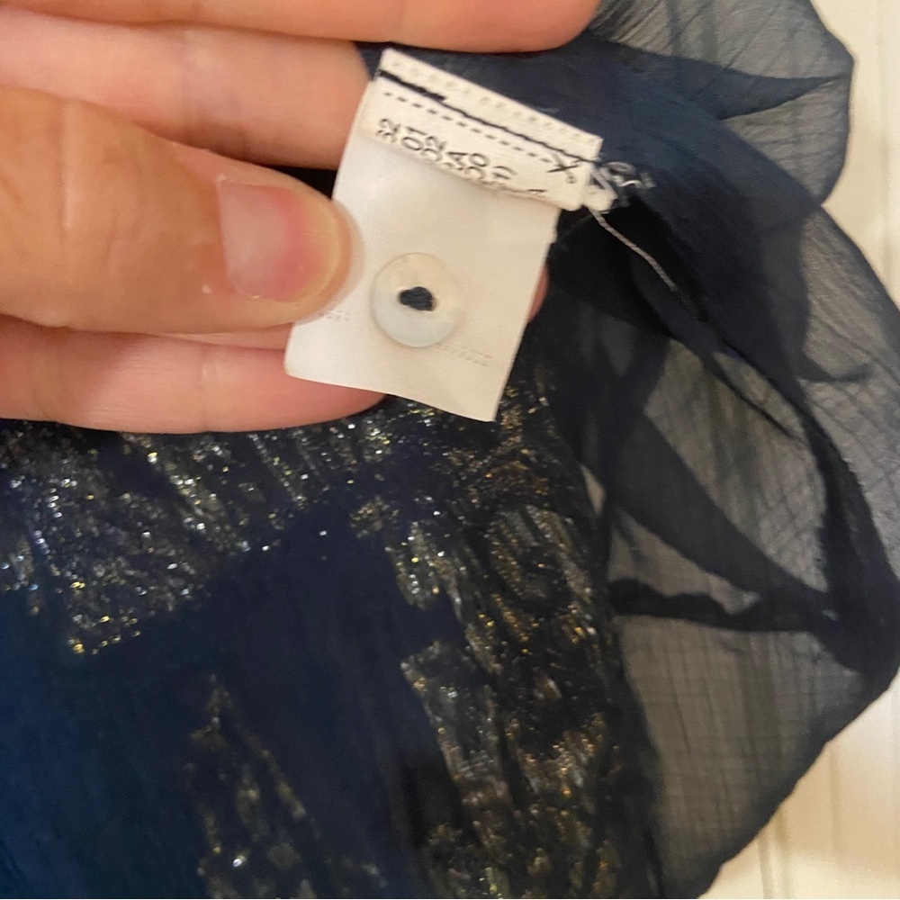 Zara Navy and Gold Embroidered Dress - Picture 9 of 11